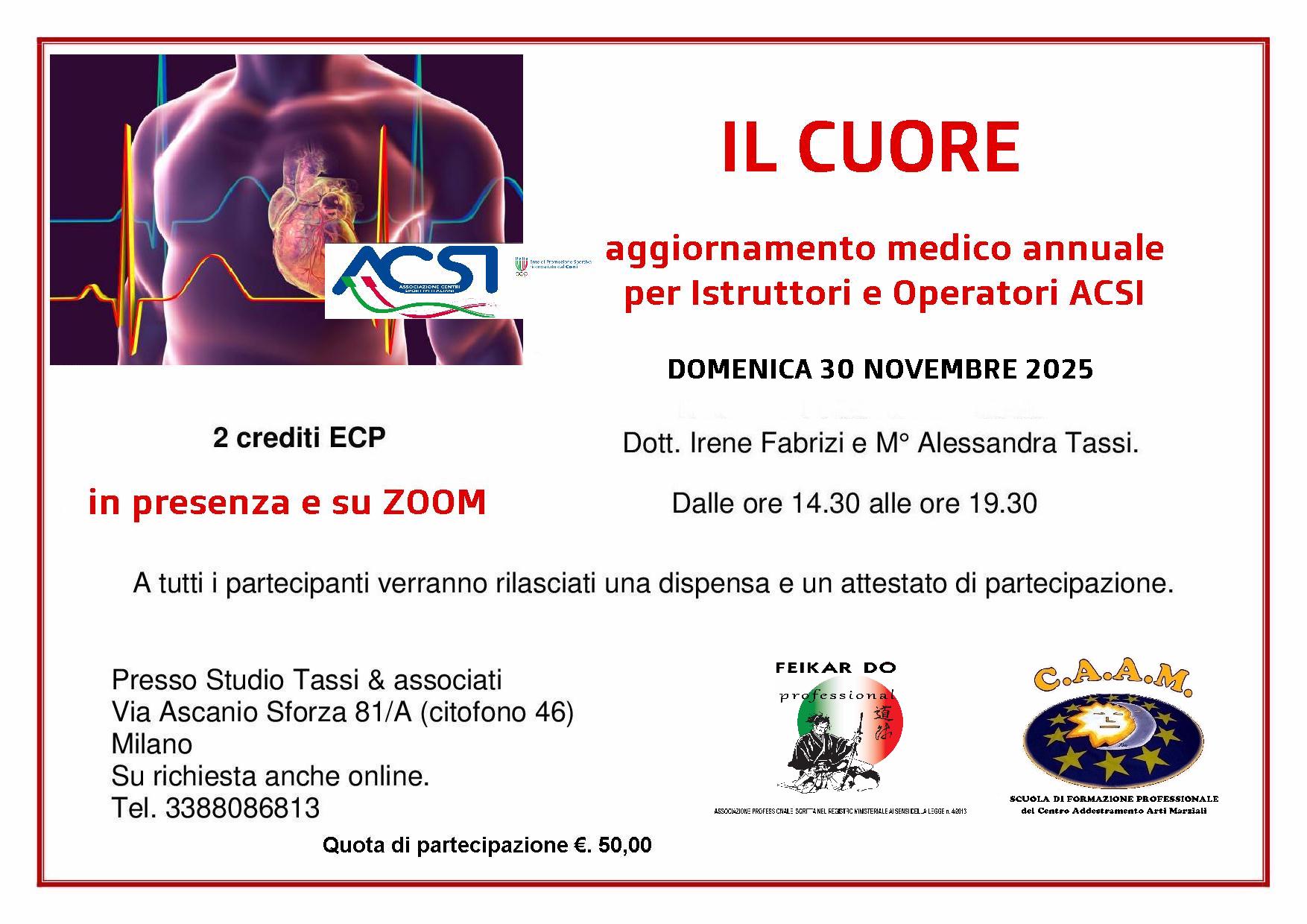 il cuore - aggiornamento annuale per istruttori e Operatori CAAM 2025 il cuore - aggiornamento annuale per istruttori e Operatori CAAM 2025